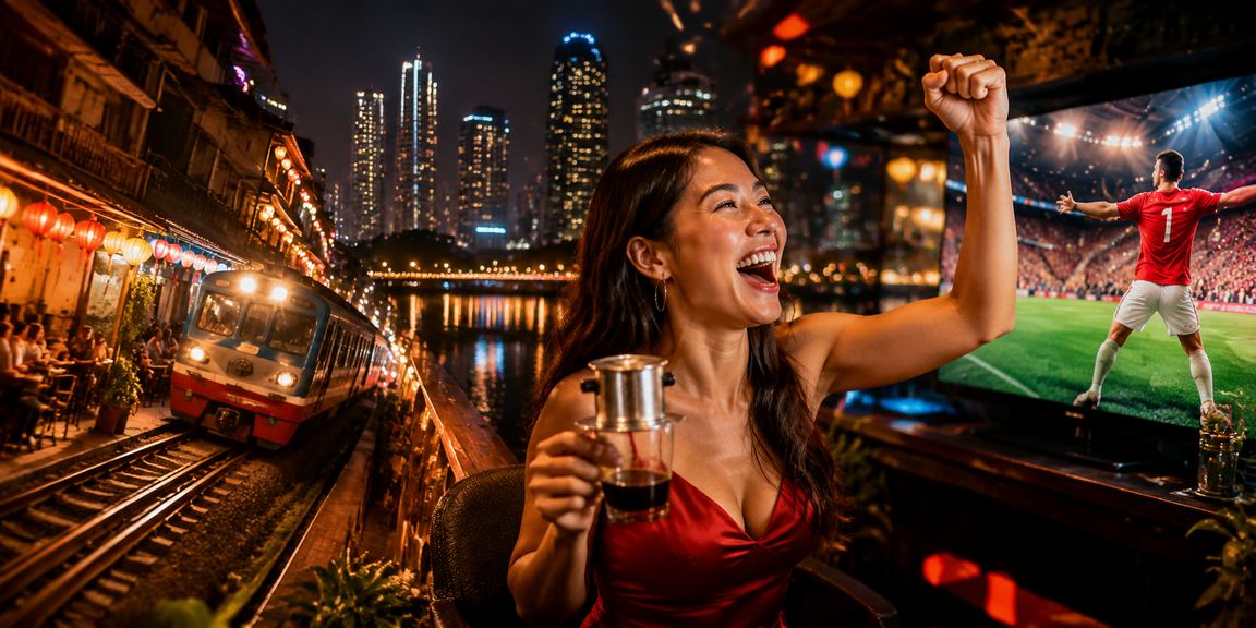 Khán giả Hà Nội xem bóng đá và theo dõi kèo cược qua điện thoại