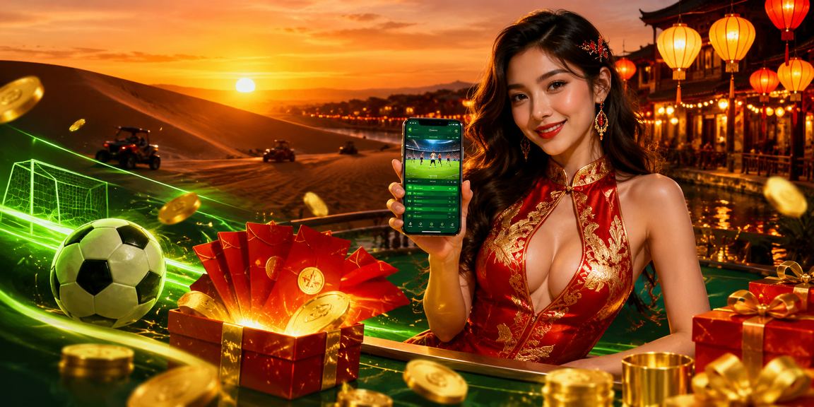 Người dùng xem kèo cá cược thể thao trên điện thoại tại Hội An về đêm với đèn lồng rực rỡ